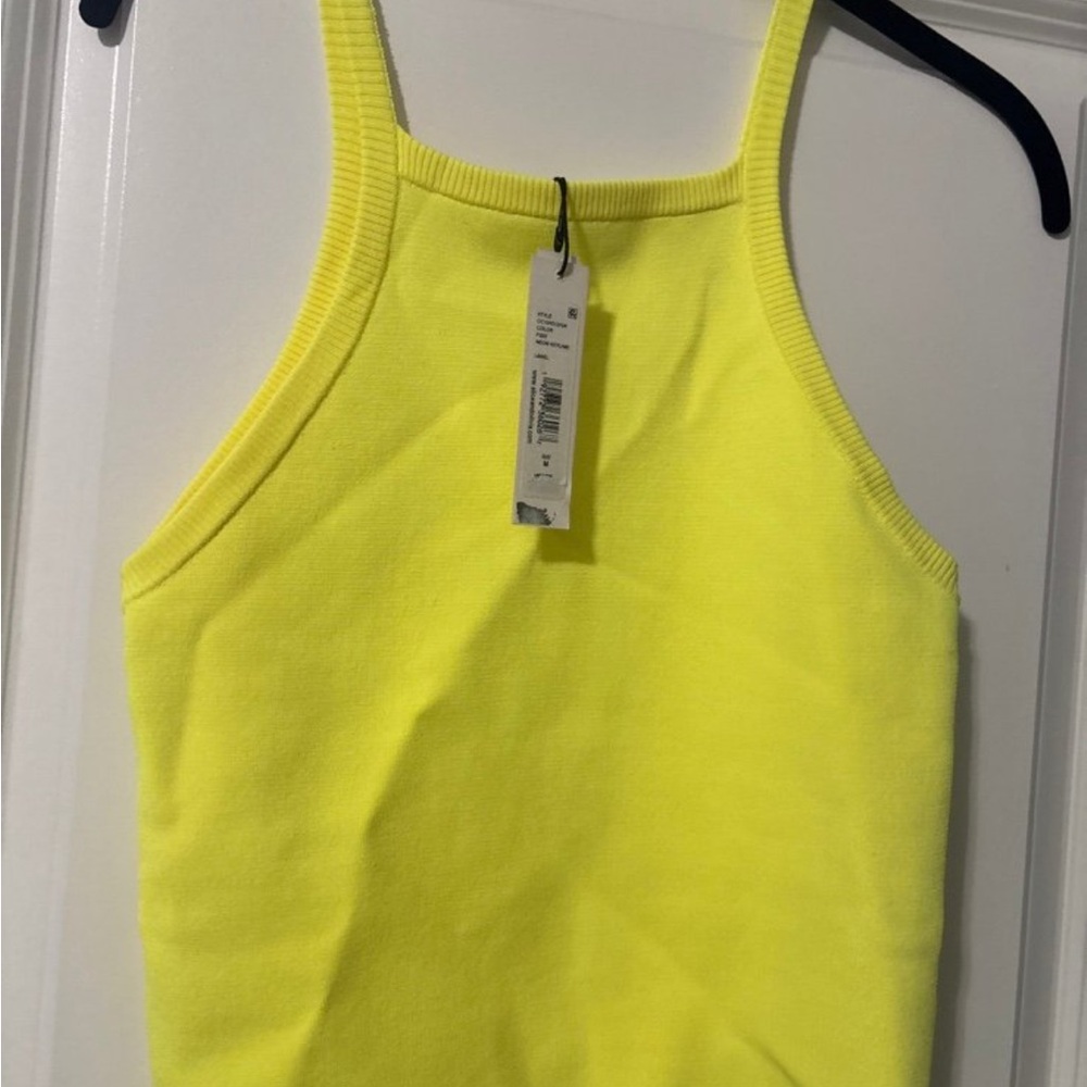 Alice + Olivia Neon Keylime Ribbed Knit Tank
